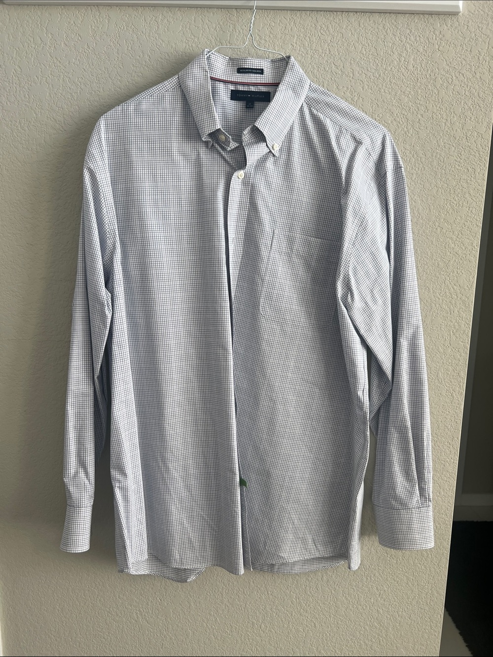 Tommy Hilfiger Men's Light Blue Micro-Check Button-Down Shirt